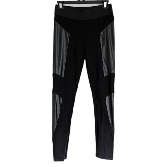 Bcbgmaxazria mari faux leather panel black leggings size small @W - Picture 3 of 13